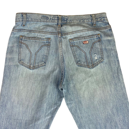 Vintage 90s Y2K Light Blue Miss Sixty Mid-Rise Bleached Flared Jeans 12 14 M