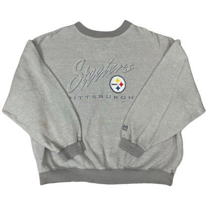 Vintage 90s 00s Grey Lee Steelers NFL Embroidered Waffle Knit Sweater XXL