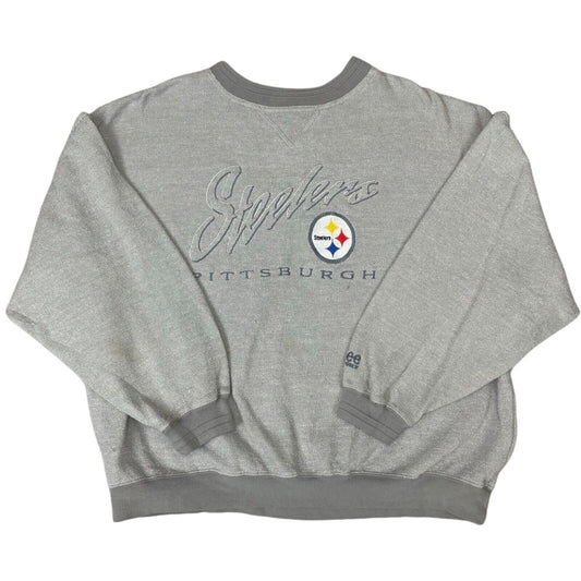 Vintage 90s 00s Grey Lee Steelers NFL Embroidered Waffle Knit Sweater XXL
