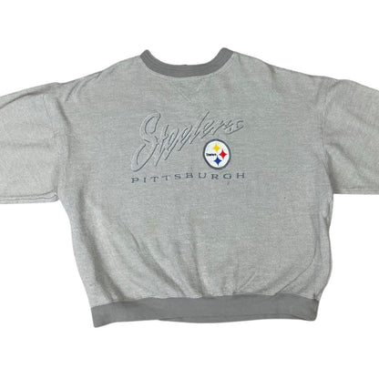 Vintage 90s 00s Grey Lee Steelers NFL Embroidered Waffle Knit Sweater XXL