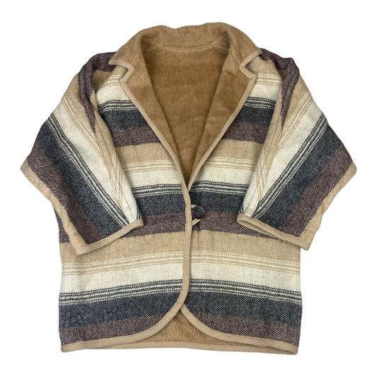 VTG WOOL AZTEC NAVAJO PATTERN BLANKET COAT JACKET BAT WING KIMONO STYLE 16 L