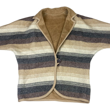 VTG WOOL AZTEC NAVAJO PATTERN BLANKET COAT JACKET BAT WING KIMONO STYLE 16 L