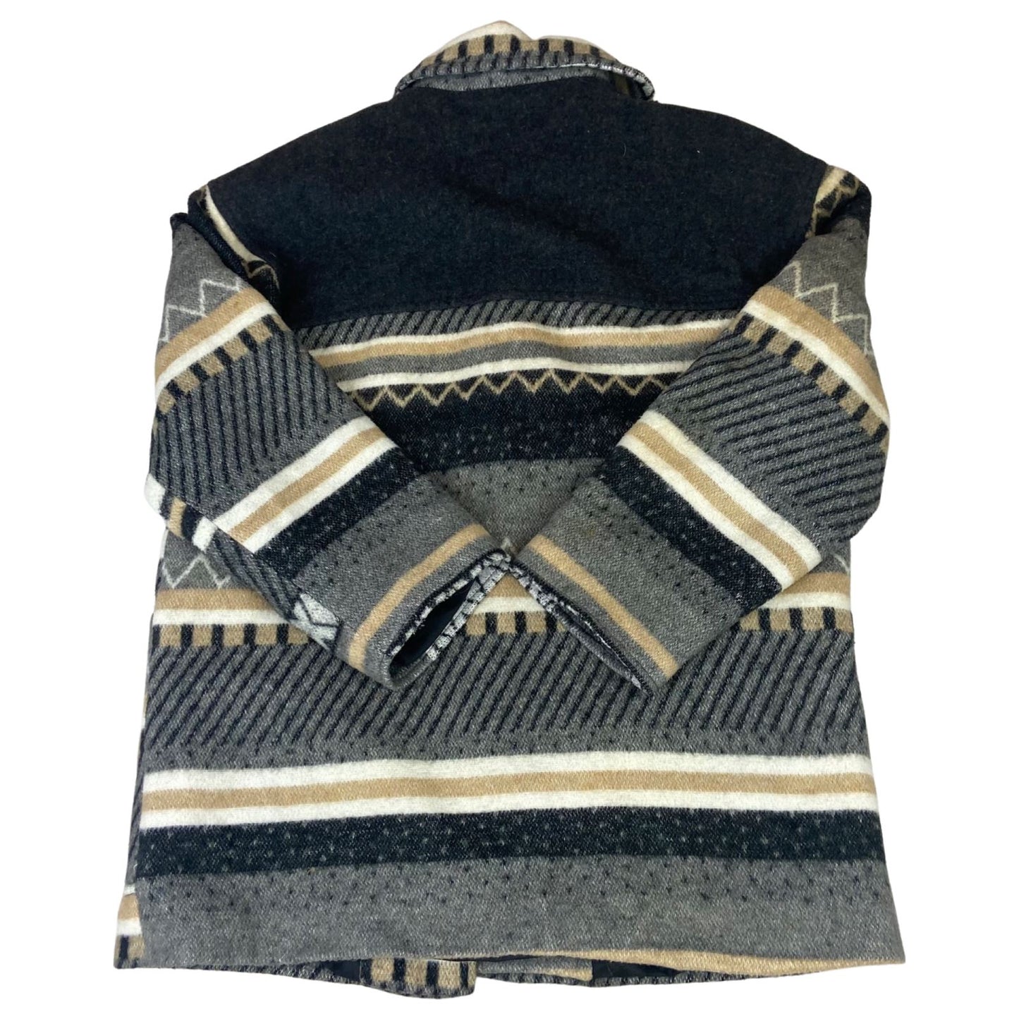 VTG 90s NEW FAST WOOL AZTEC PATTERN BLANKET COAT JACKET NAVAJO STYLE 38” S