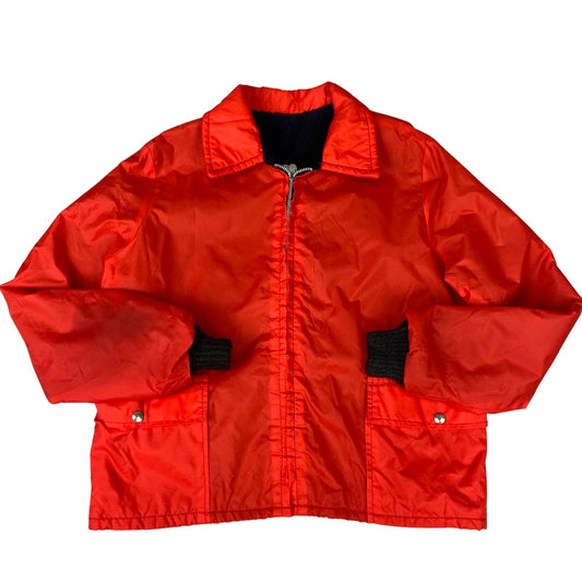 VTG 1970s USA FURRY LINED NYLON ZIP SURFER JACKET WINDBREAKER BOMBER SURF 38” S