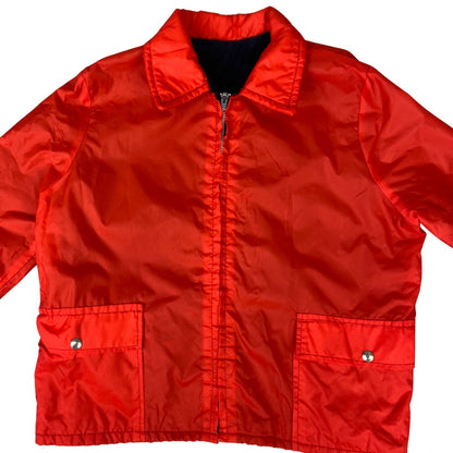 VTG 1970s USA FURRY LINED NYLON ZIP SURFER JACKET WINDBREAKER BOMBER SURF 38” S