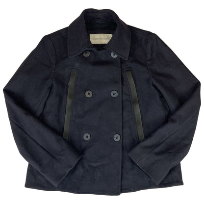 Vintage 00s Navy Blue Calvin Klein Jeans Wool Double Breasted Coat 8 10 S