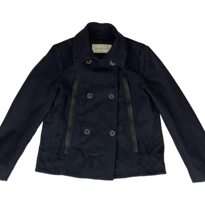 Vintage 00s Navy Blue Calvin Klein Jeans Wool Double Breasted Coat 8 10 S