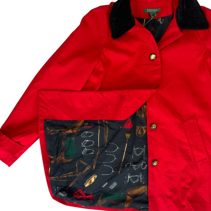 Vintage 90s 00s Red Black Lauren Ralph Lauren Swing Coat 12 14 M