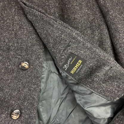 VTG 60s 70s GENUINE WOOL HARRIS TWEED MENS OVERCOAT DAPPER CHARCOAL 48 XL