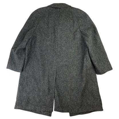 VTG 60s 70s GENUINE WOOL HARRIS TWEED MENS OVERCOAT DAPPER CHARCOAL 48 XL