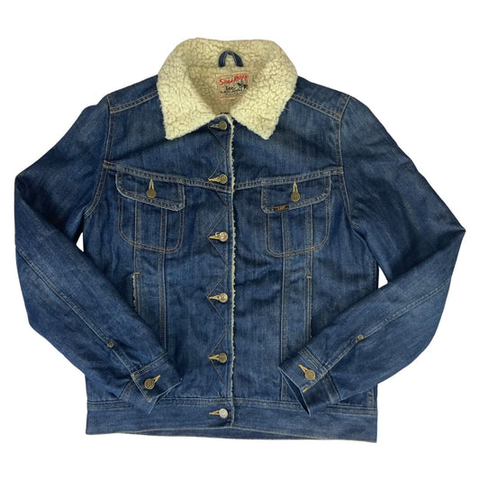 VTG LEE STORM RIDER SHERPA LINED DENIM BARN JACKET ROCKABILLY WESTERN 44” (40)