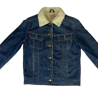 VTG LEE STORM RIDER SHERPA LINED DENIM BARN JACKET ROCKABILLY WESTERN 44” (40)