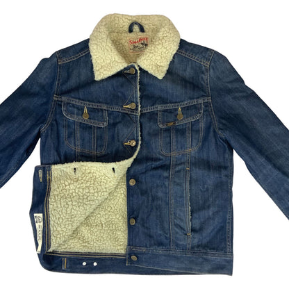 VTG LEE STORM RIDER SHERPA LINED DENIM BARN JACKET ROCKABILLY WESTERN 44” (40)