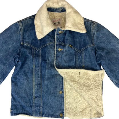 VTG 1960s LEE STORM RIDER WESTERN SHERPA DENIM BARN JACKET ROCKABILLY 46” (42) L