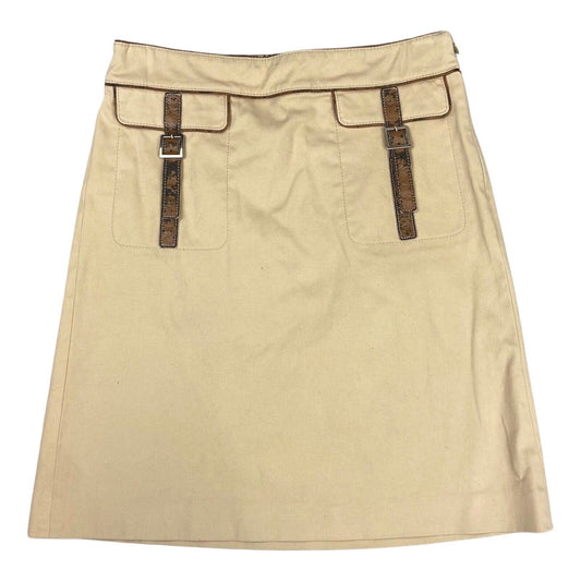 Vintage 90s 00s Beige Burberry Blue Label A-Line Skirt Buckled Nova Check S 8 10