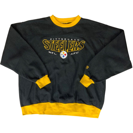 Vintage 90s 00s Black Yellow Lee Sport Steelers NFL Embroidered Sweater JumperXL