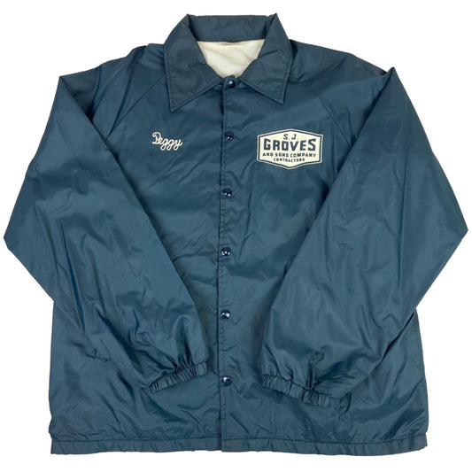 VTG 70s USA LINED NYLON WINDBREAKER WORKWEAR SURFER JACKET CHAINSTITCH 44” L