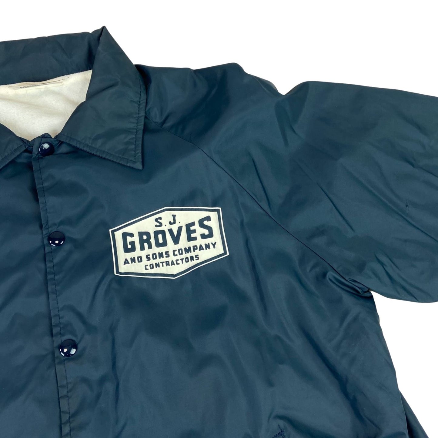 VTG 70s USA LINED NYLON WINDBREAKER WORKWEAR SURFER JACKET CHAINSTITCH 44” L