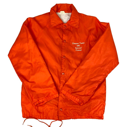 VTG USA CLEMSON TIGERS 1981 SPORT LINED NYLON WINDBREAKER SURFER JACKET 36” S