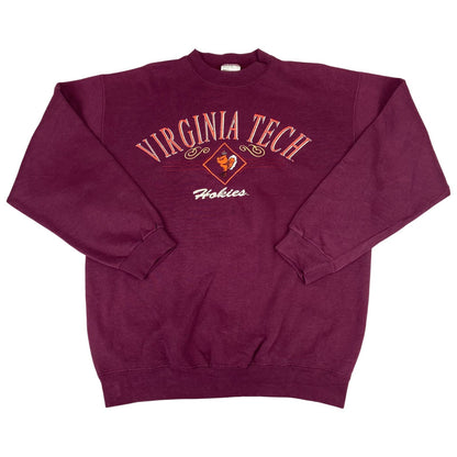 Vintage 90s Burgundy Virginia Tech Hokies NCAA Crewneck Sweatshirt Large