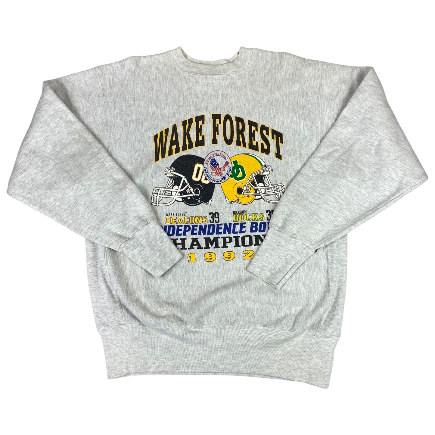 Vintage 1992 Grey Wake Forest Deacons Independence Bowl Crewneck Sweater XL