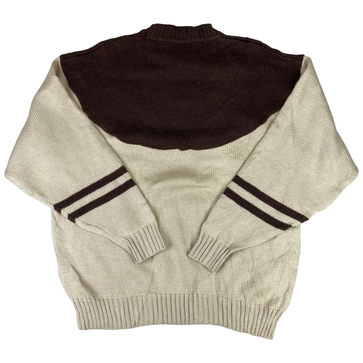 VTG 90s BROWN & BEIGE MR SHINJI FREAK CREW NECK KNIT JUMPER SWEATER JAPAN 42” L