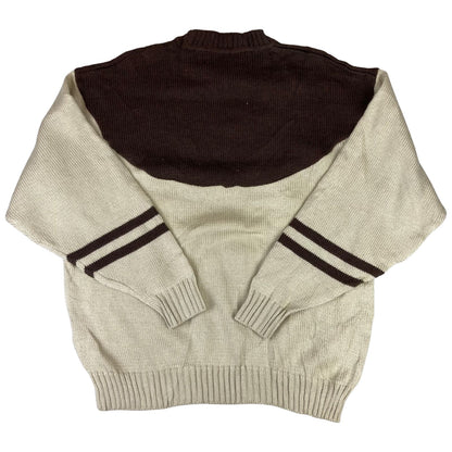 VTG 90s BROWN & BEIGE MR SHINJI FREAK CREW NECK KNIT JUMPER SWEATER JAPAN 42” L