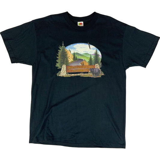 Vintage Early 00s Black Great Smoky Mountains Tourist Destination Graphic Tee XL