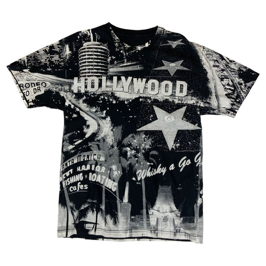 Vintage 90s All Over Print Hollywood Whisky A Go Go USA T-Shirt Large
