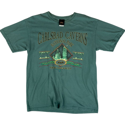 Vintage 90s Green Carlsbad Caverns National Park New Mexico Graphic T-Shirt M
