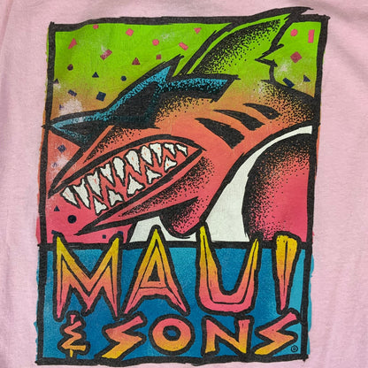 Early 00s Y2K Pink Maui & Sons Surfwear Skatewear Graphic T-Shirt Medium