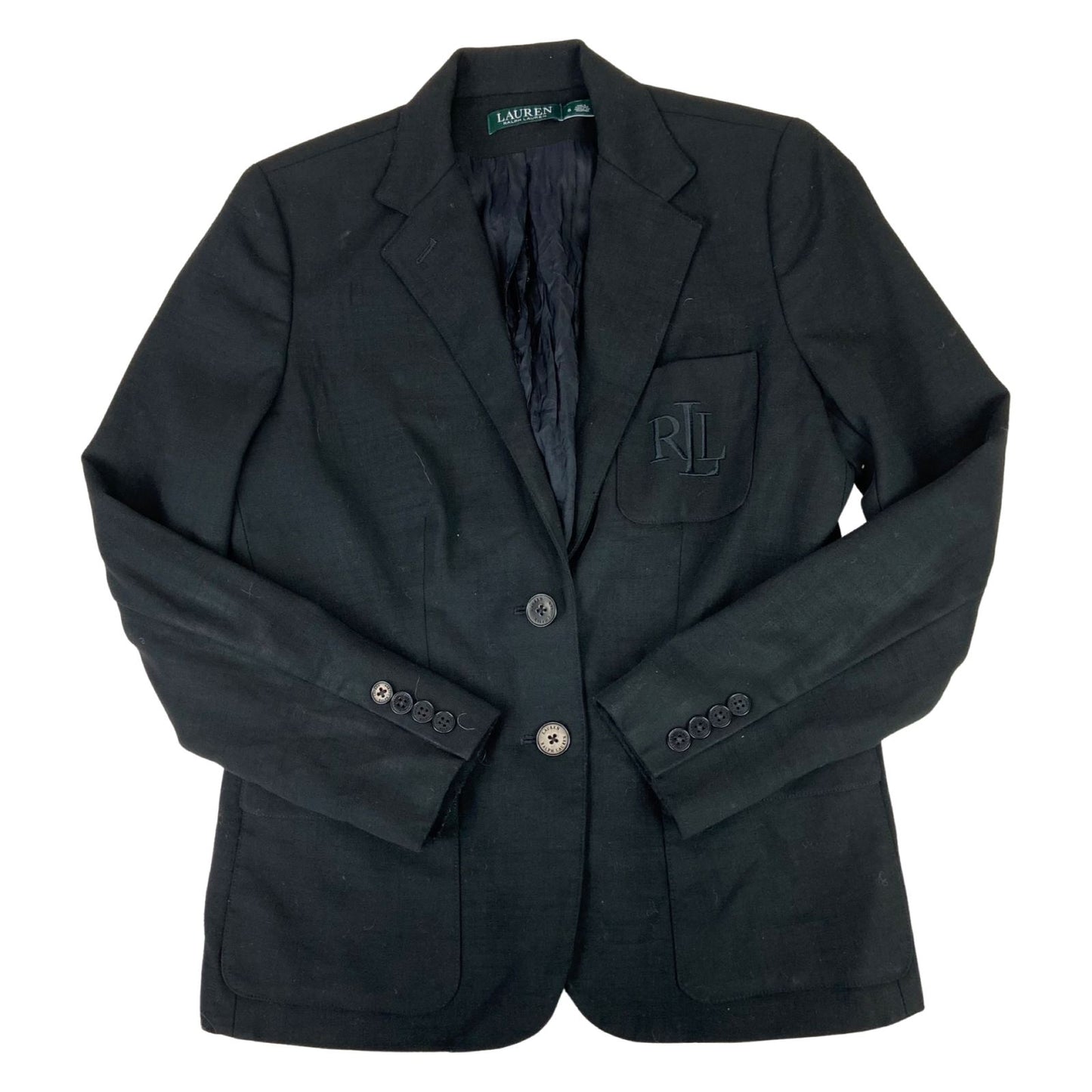 Vintage 00s Black LAUREN Ralph Lauren Embroidered Blazer Jacket M 12 14