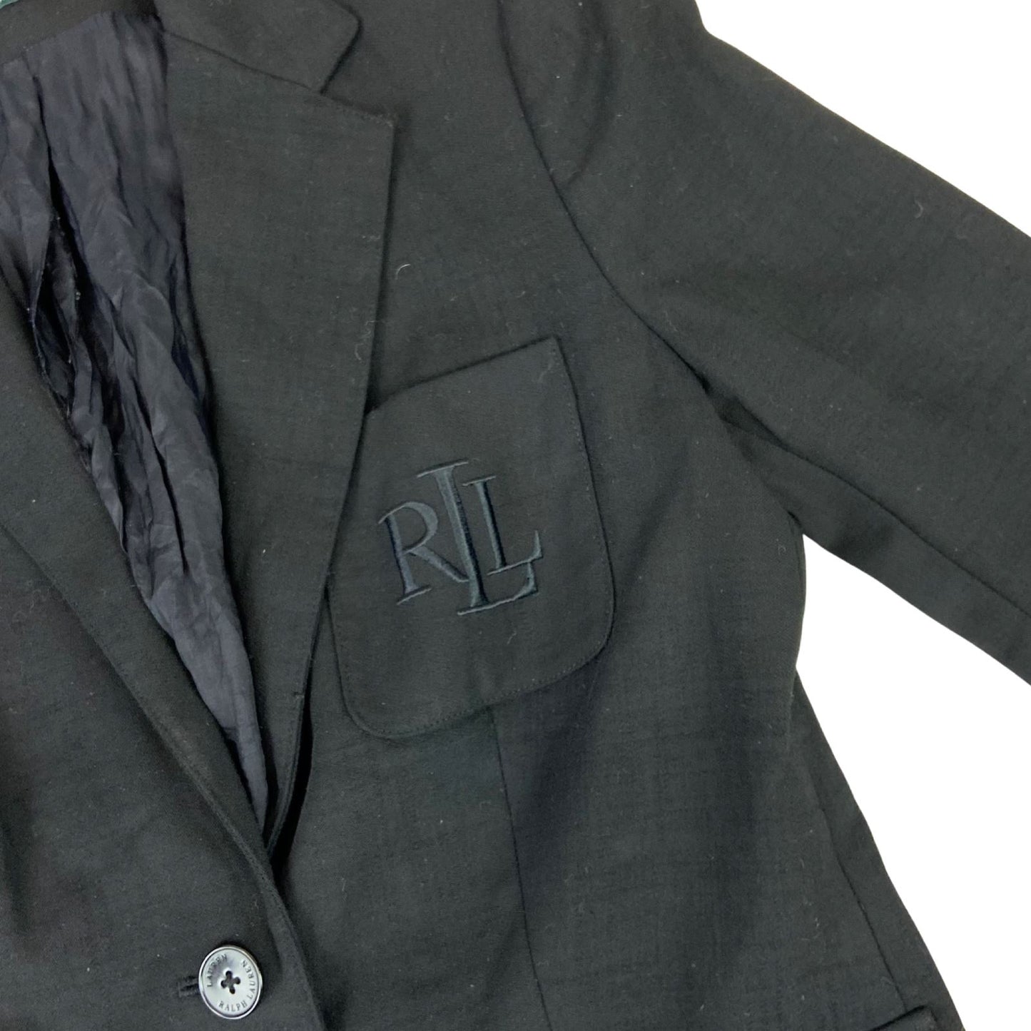 Vintage 00s Black LAUREN Ralph Lauren Embroidered Blazer Jacket M 12 14