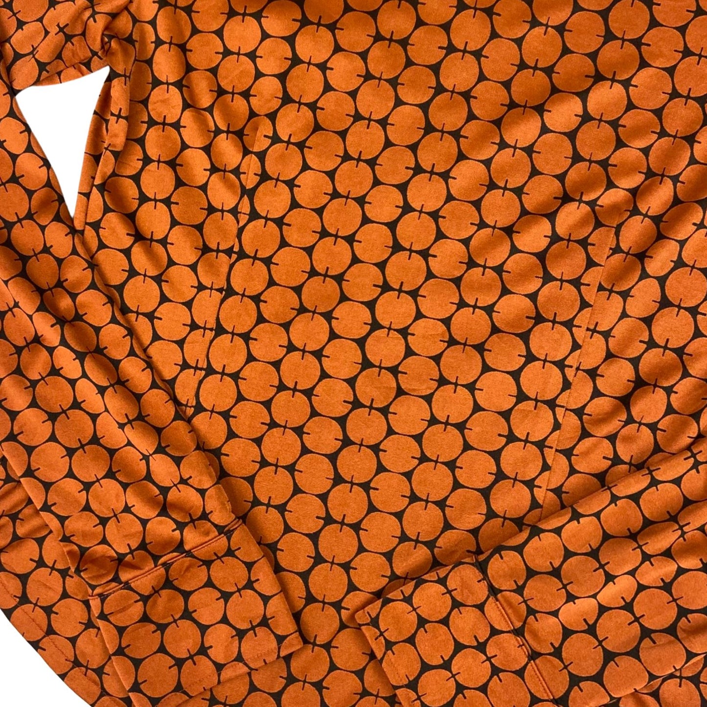 Vintage 90s Orange Black 22 Octobre Patterned Button Up Blouse Shirt Top S 8/10