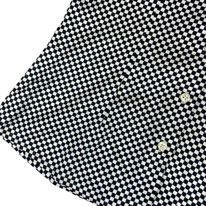 Vintage 90s White Black Overjoyed Chequered Button UP Blouse Shirt Top S 8/10