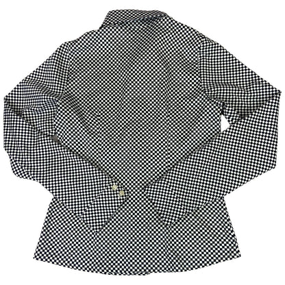 Vintage 90s White Black Overjoyed Chequered Button UP Blouse Shirt Top S 8/10