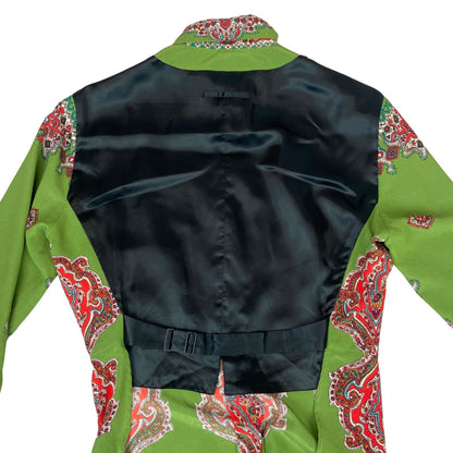 Vintage 90s RARE Green Jean Paul Gaultier Designer Button Up Paisley Blouse S