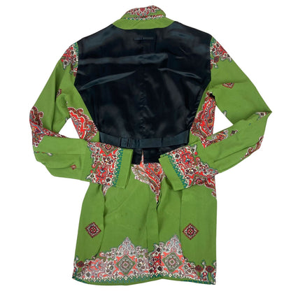 Vintage 90s RARE Green Jean Paul Gaultier Designer Button Up Paisley Blouse S