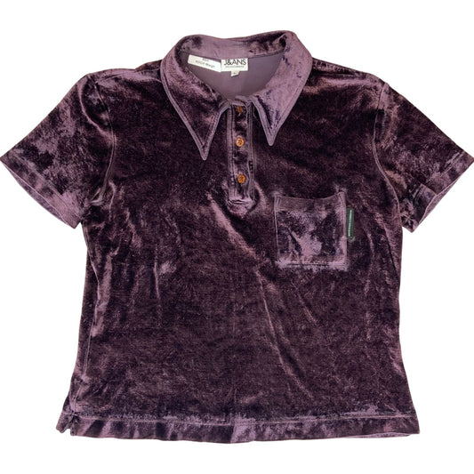 Vintage 90s 00s Purple Dolce & Gabbana Jeans Cropped Velvet Polo 8 10 S