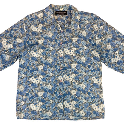 Vintage 90s Blue Grey La Chemiserie Cacharel Floral Patterned Button Up Shirt M