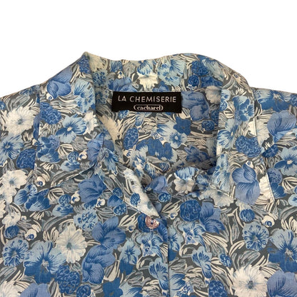 Vintage 90s Blue Grey La Chemiserie Cacharel Floral Patterned Button Up Shirt M