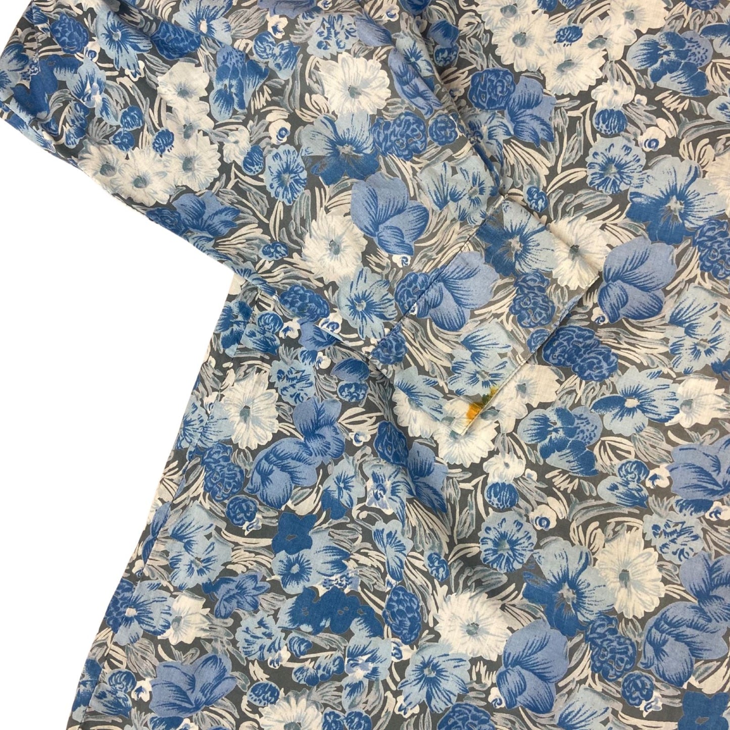 Vintage 90s Blue Grey La Chemiserie Cacharel Floral Patterned Button Up Shirt M