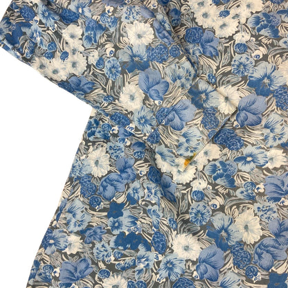 Vintage 90s Blue Grey La Chemiserie Cacharel Floral Patterned Button Up Shirt M