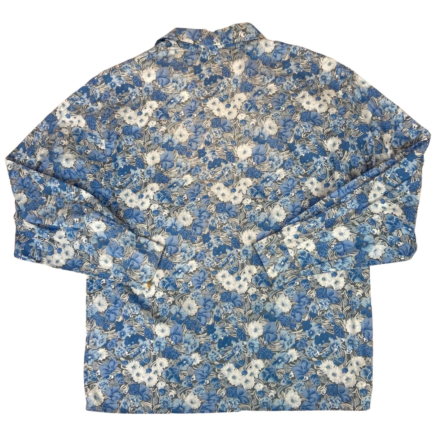Vintage 90s Blue Grey La Chemiserie Cacharel Floral Patterned Button Up Shirt M