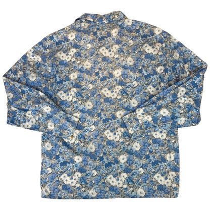 Vintage 90s Blue Grey La Chemiserie Cacharel Floral Patterned Button Up Shirt M