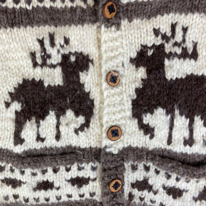 VTG NATIVE CANADIAN COWICHAN INDIAN HAND KNIT CARDIGAN ROCKABILLY HOT ROD S 38”