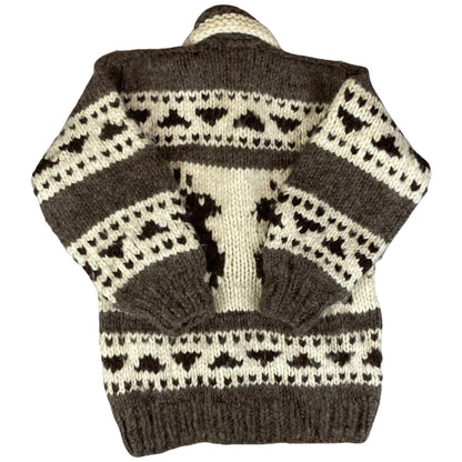 VTG NATIVE CANADIAN COWICHAN INDIAN HAND KNIT CARDIGAN ROCKABILLY HOT ROD S 38”