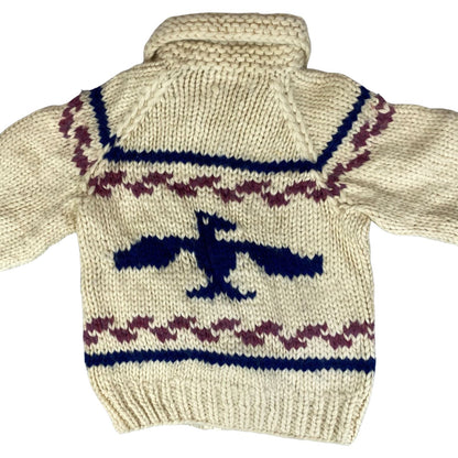 VTG KIDS CHILD NATIVE CANADIAN COWICHAN INDIAN HAND KNIT CARDIGAN ROCKABILLY 30’