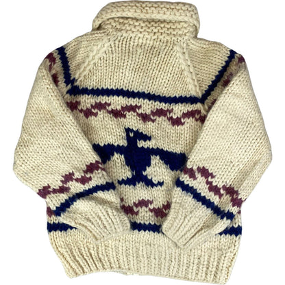 VTG KIDS CHILD NATIVE CANADIAN COWICHAN INDIAN HAND KNIT CARDIGAN ROCKABILLY 30’