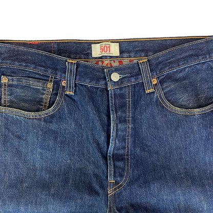 VTG LTD EDITION FACTORY LEAF SCREEN PRINTED LEVIS 501 INDIGO JEANS 34W 34L